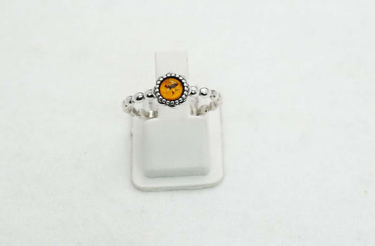 925 Solid Sterling Silver Natural Baltic Amber Ring -2.1 Grams