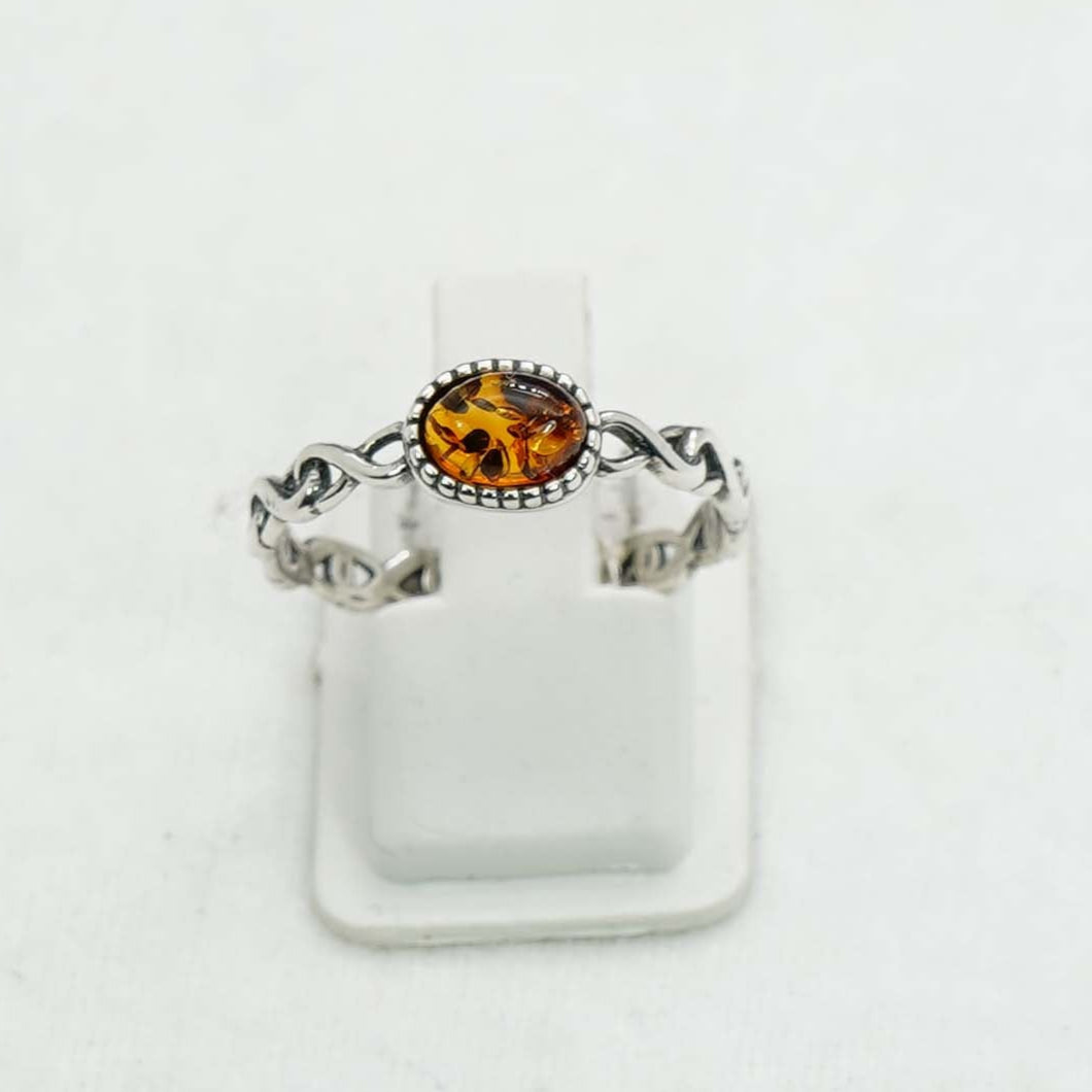 925 Solid Sterling Silver Natural Baltic Amber Ring-2.2 Grams