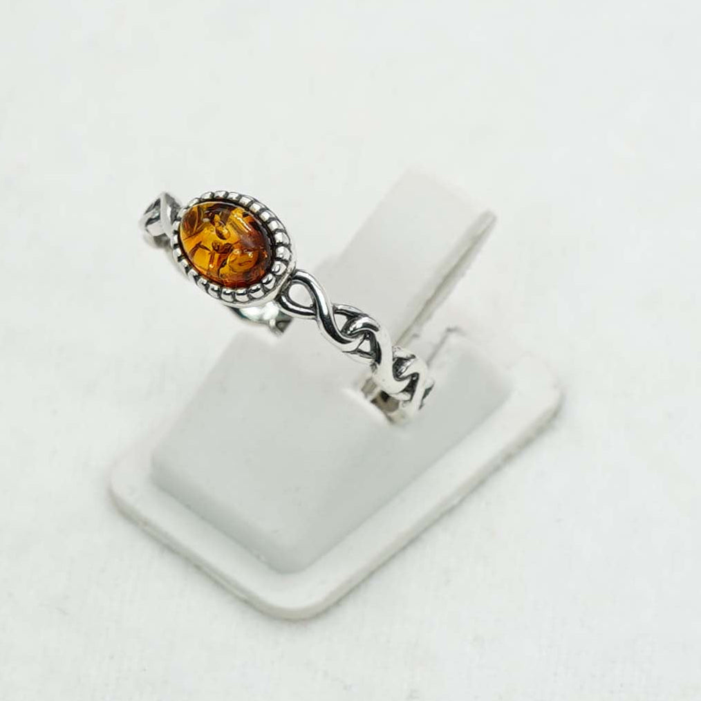 925 Solid Sterling Silver Natural Baltic Amber Ring-2.2 Grams