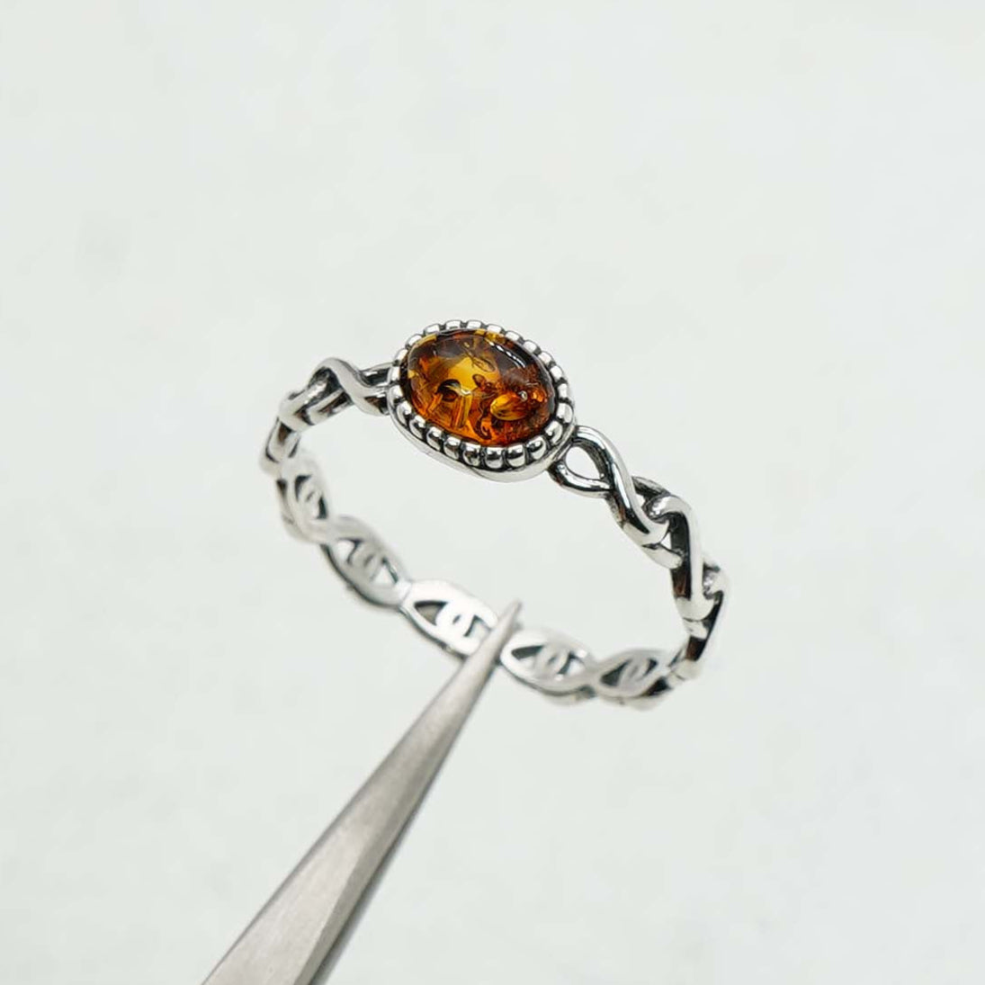 925 Solid Sterling Silver Natural Baltic Amber Ring-2.2 Grams