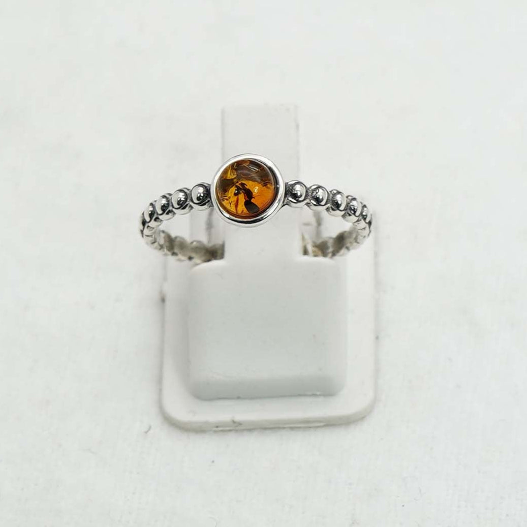 925 Solid Sterling Silver Natural Baltic Amber Ring- 1.8 Grams