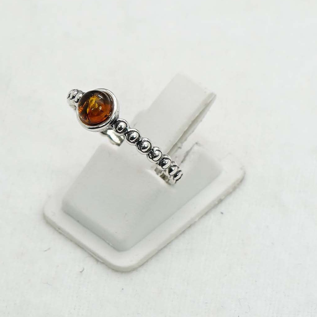 925 Solid Sterling Silver Natural Baltic Amber Ring- 1.8 Grams