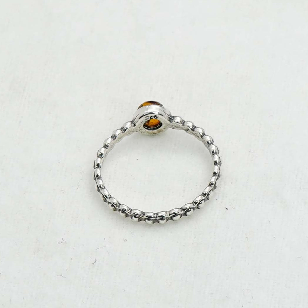 925 Solid Sterling Silver Natural Baltic Amber Ring- 1.8 Grams