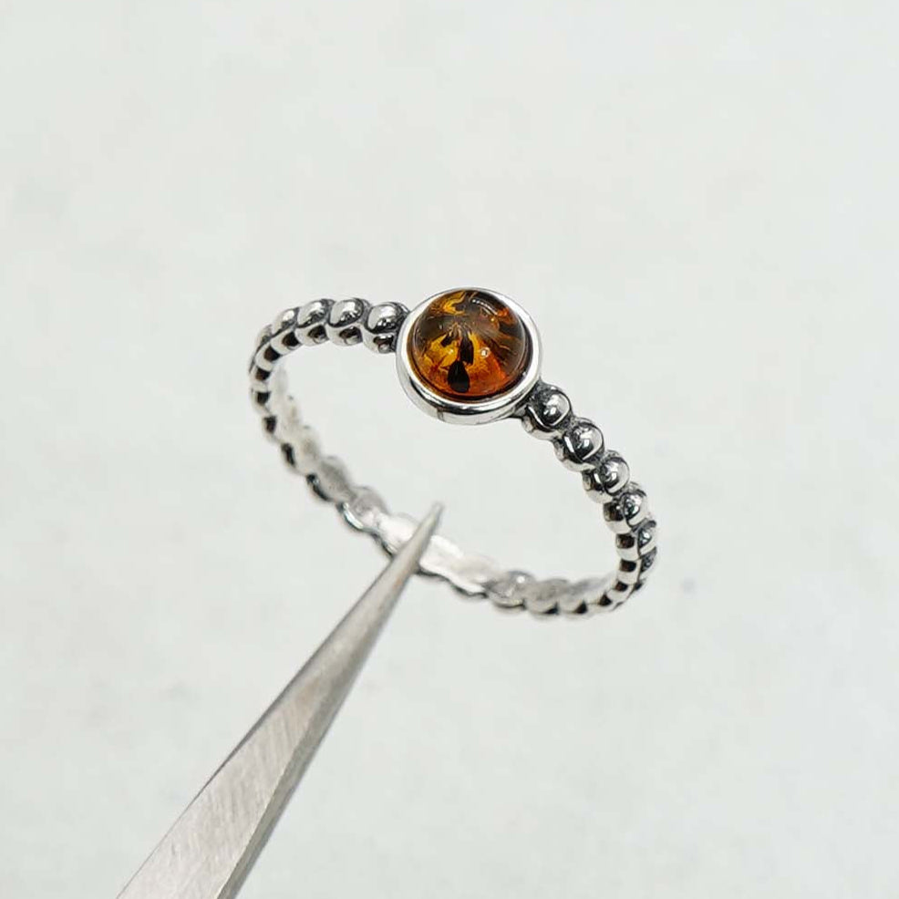 925 Solid Sterling Silver Natural Baltic Amber Ring- 1.8 Grams