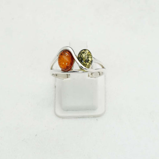 925 Solid Sterling Silver Natural Baltic Amber Ring- 3.3 Grams