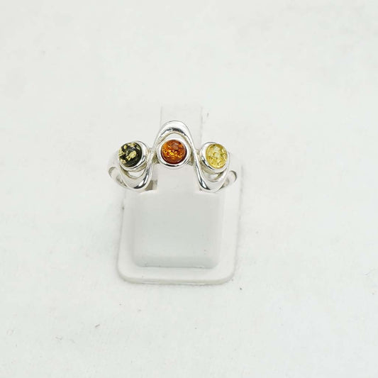 925 Solid Sterling Silver Natural Baltic Amber Ring - 3.1 Grams