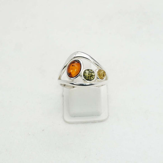 925 Solid Sterling Silver Natural Baltic Amber Ring- 4.3 Grams