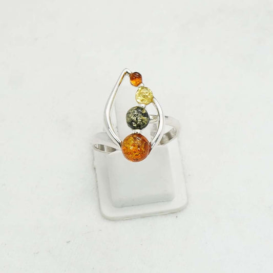 925 Solid Sterling Silver Natural Baltic Amber Ring- 3.2 Grams