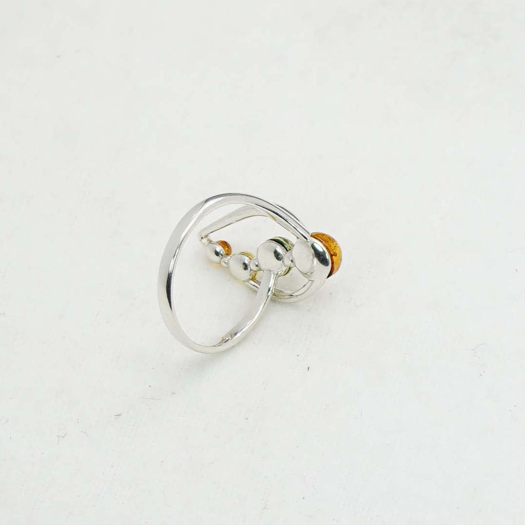 925 Solid Sterling Silver Natural Baltic Amber Ring- 3.2 Grams