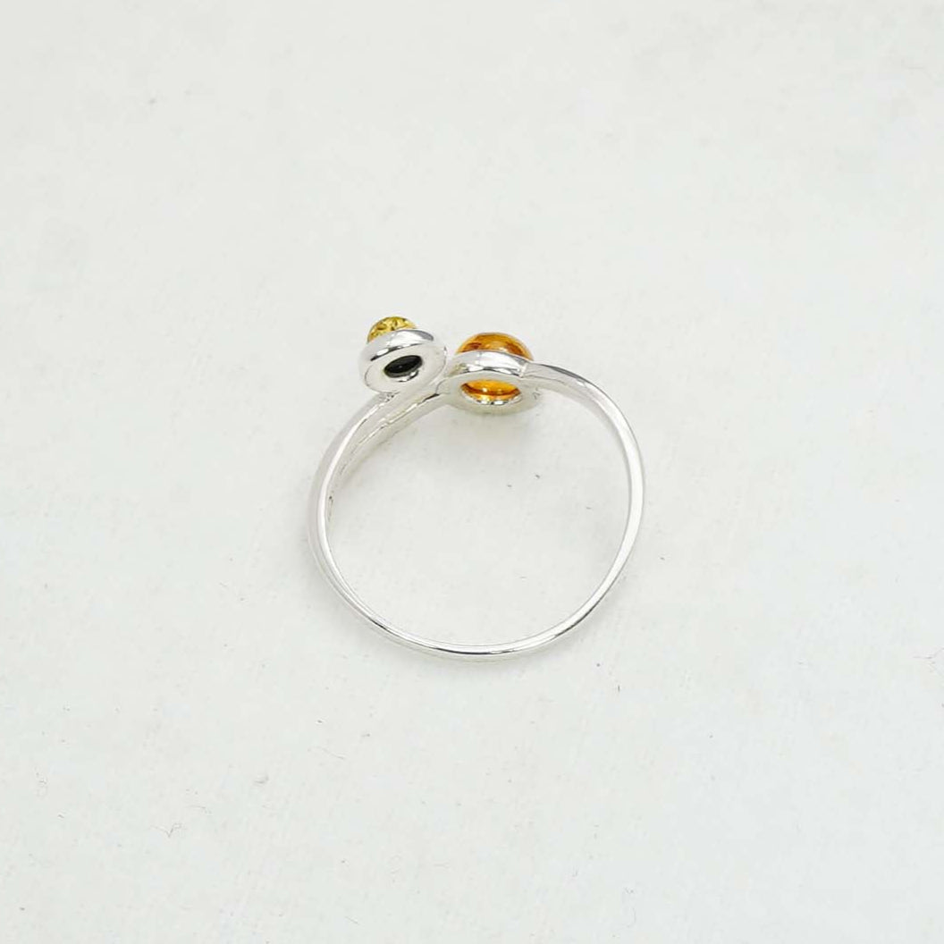 925 Solid Sterling Silver Natural Baltic Amber Ring-2.5 Grams