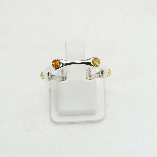 925 Solid Sterling Silver Natural Baltic Amber Ring- 1.7 Grams