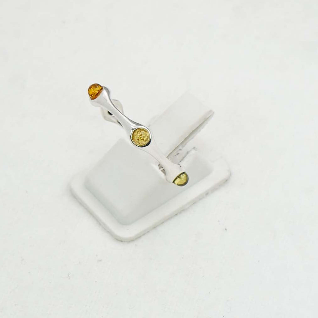 925 Solid Sterling Silver Natural Baltic Amber Ring- 1.7 Grams