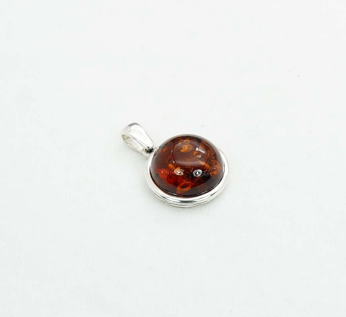 925 Solid Sterling Silver Natural Baltic Amber Pendant - 4 Gram