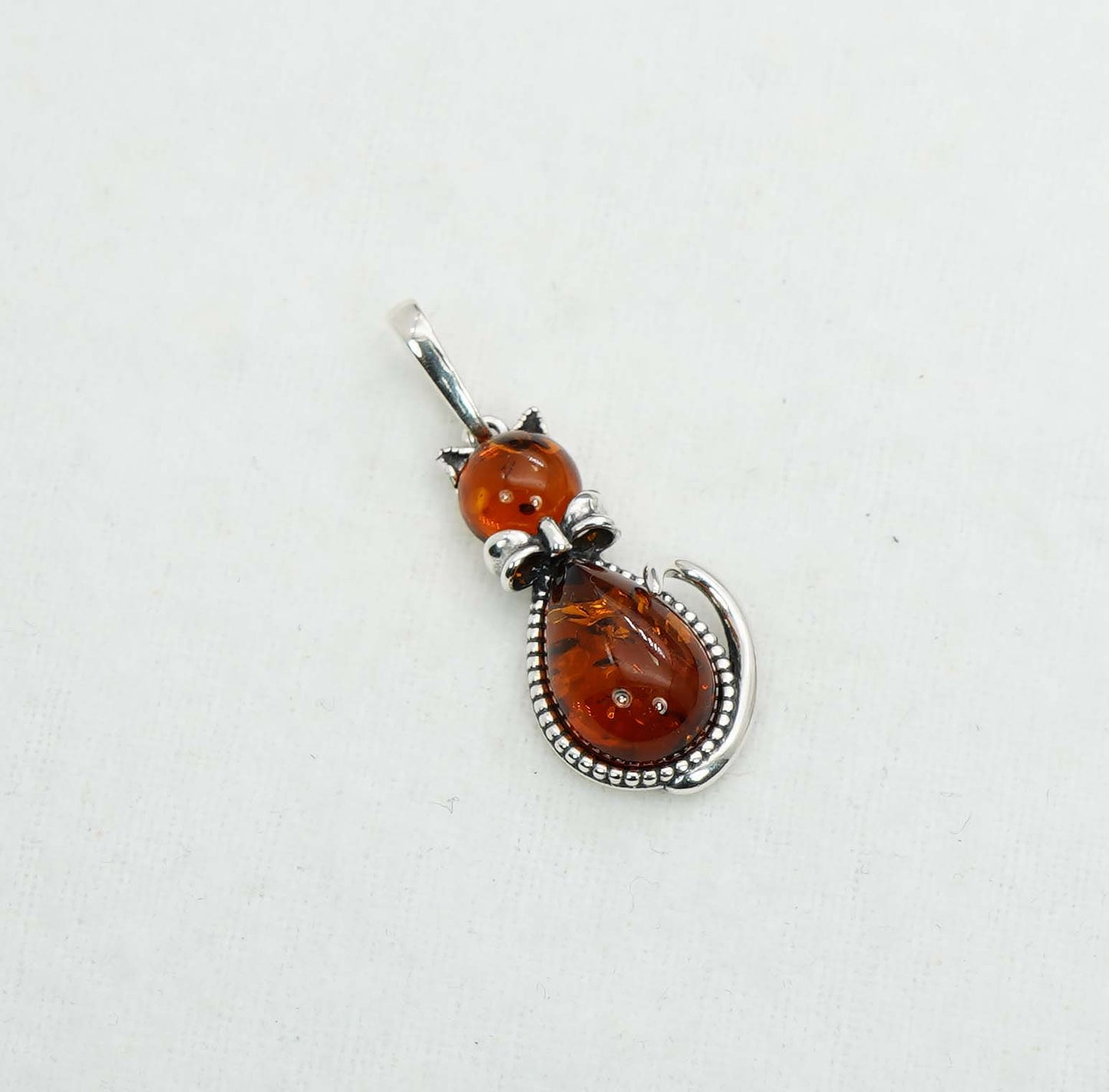 925 Solid Sterling Silver Natural Baltic Amber Pendant - 3.4 Grams