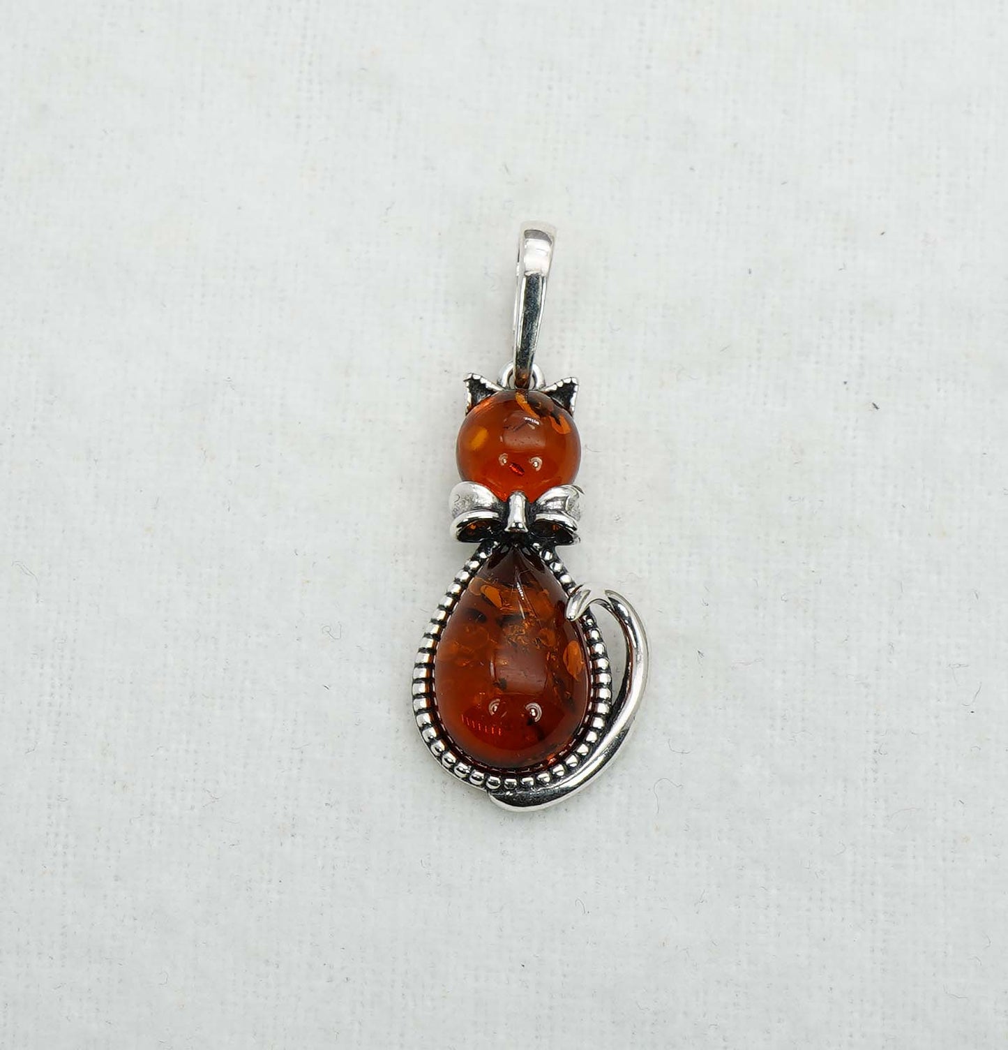 925 Solid Sterling Silver Natural Baltic Amber Pendant - 3.4 Grams