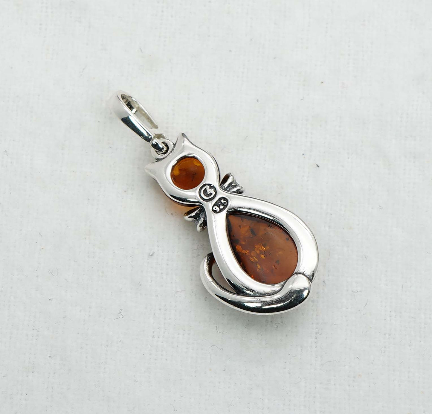 925 Solid Sterling Silver Natural Baltic Amber Pendant - 3.4 Grams