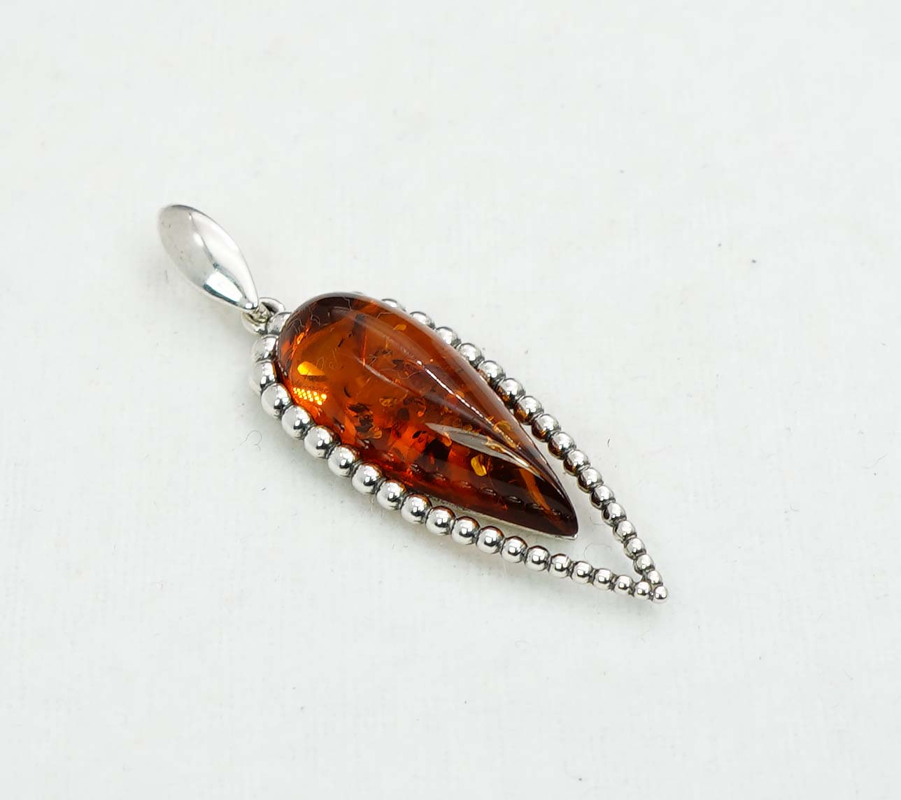 925 Solid Sterling Silver Natural Baltic Amber Pendant - 4.4 Gram