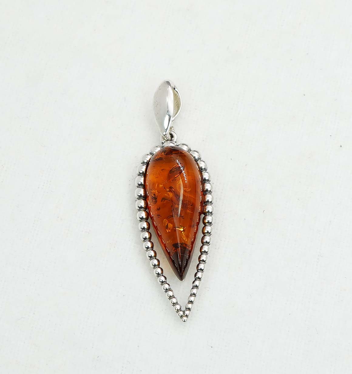 925 Solid Sterling Silver Natural Baltic Amber Pendant - 4.4 Gram