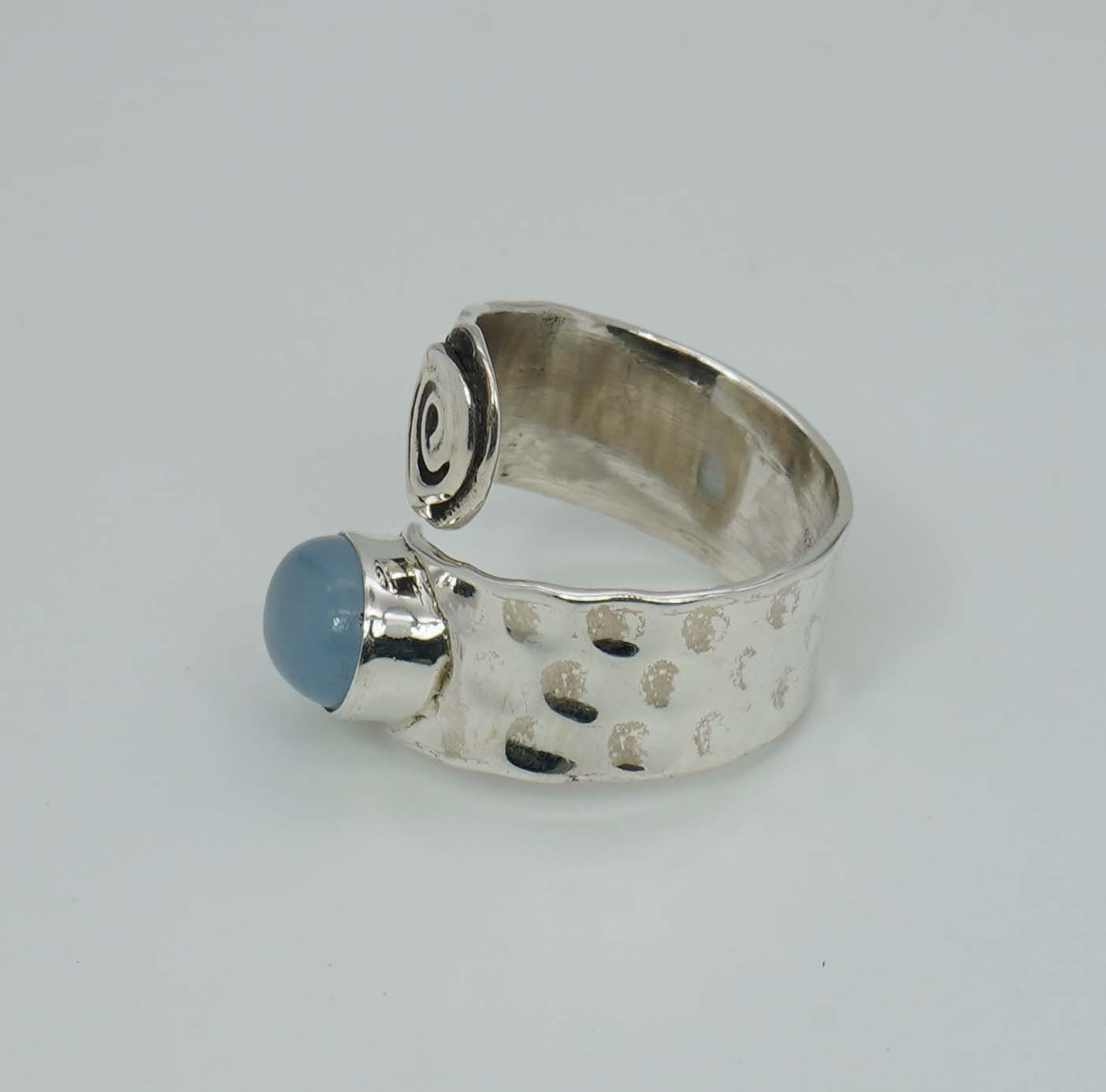 925 Sterling Silver Hammered Adjustable Ring - 7.8 Grams