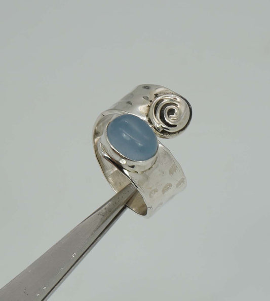 925 Sterling Silver Hammered Adjustable Ring - 7.8 Grams