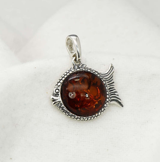 925 Solid Sterling Silver Natural Baltic Amber Pendant - 6.9 Gram