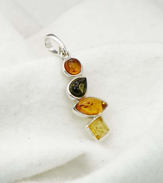 925 Solid Sterling Silver Natural Baltic Amber Pendant - 2.8 Gram