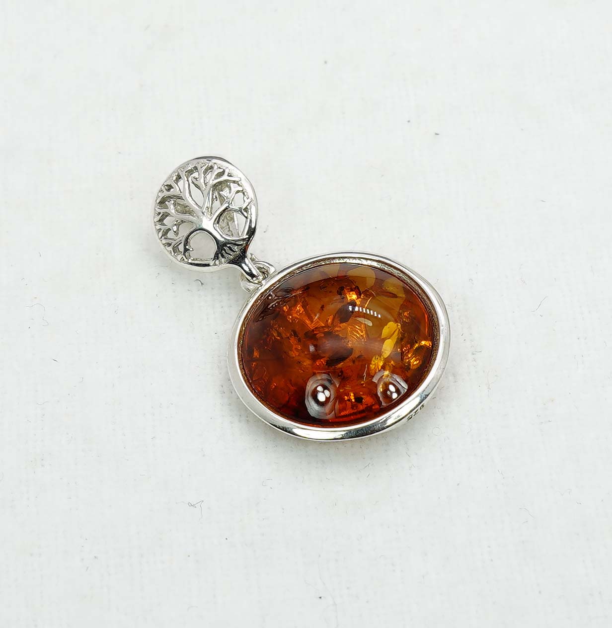925 Solid Sterling Silver Natural Baltic Amber Pendant 3 Gram