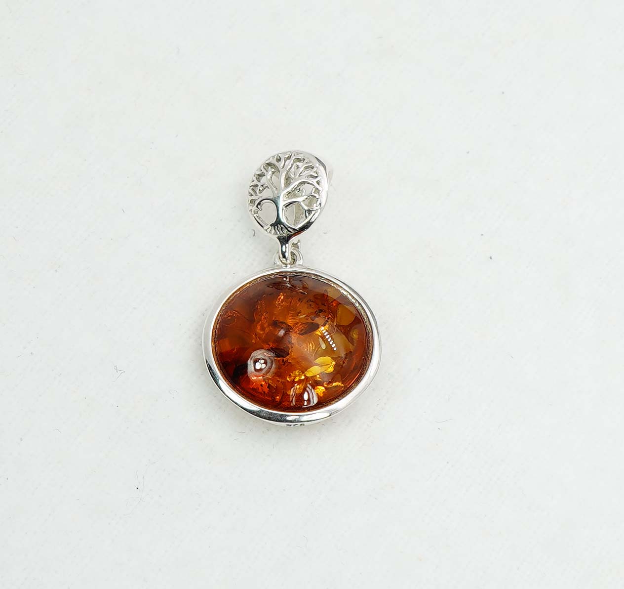 925 Solid Sterling Silver Natural Baltic Amber Pendant 3 Gram