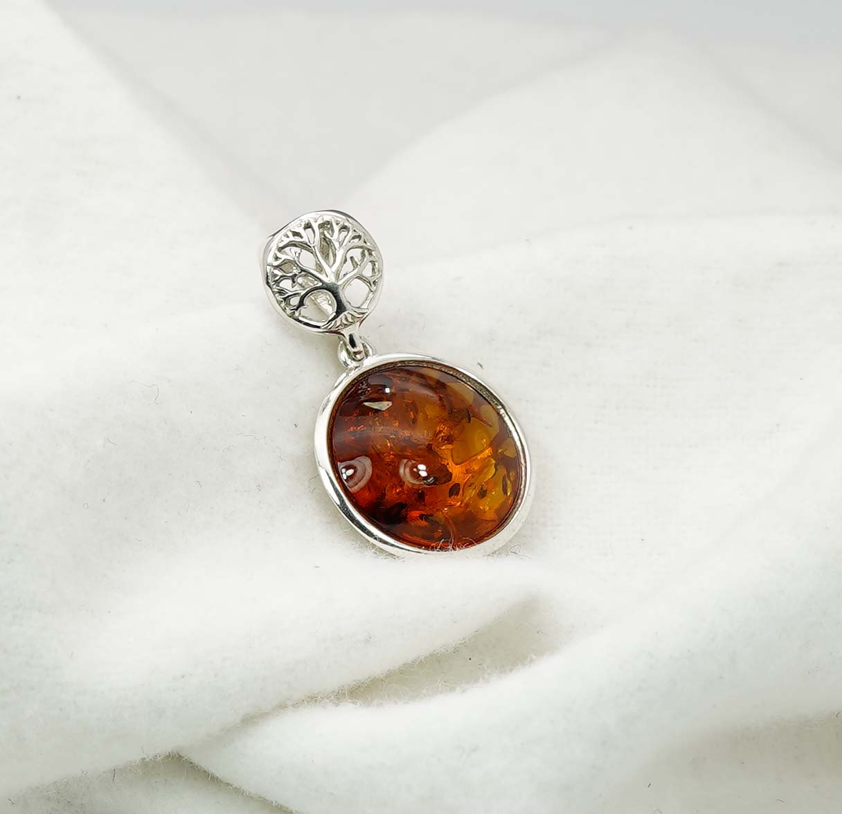 925 Solid Sterling Silver Natural Baltic Amber Pendant 3 Gram