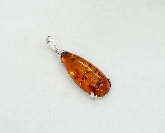925 Solid Sterling Silver Natural Baltic Amber Pendant 3.5 Gram