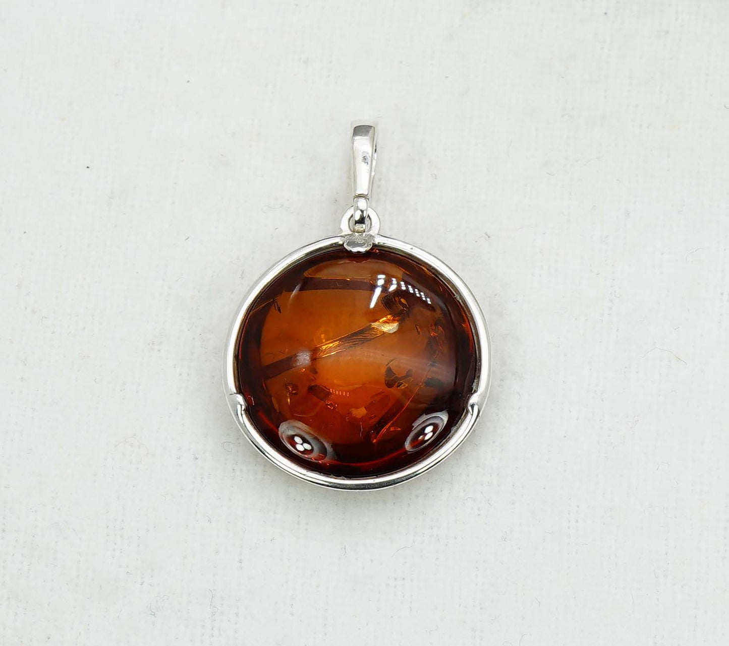 925 Solid Sterling Silver Natural Baltic Amber Pendant -2.6 Gram