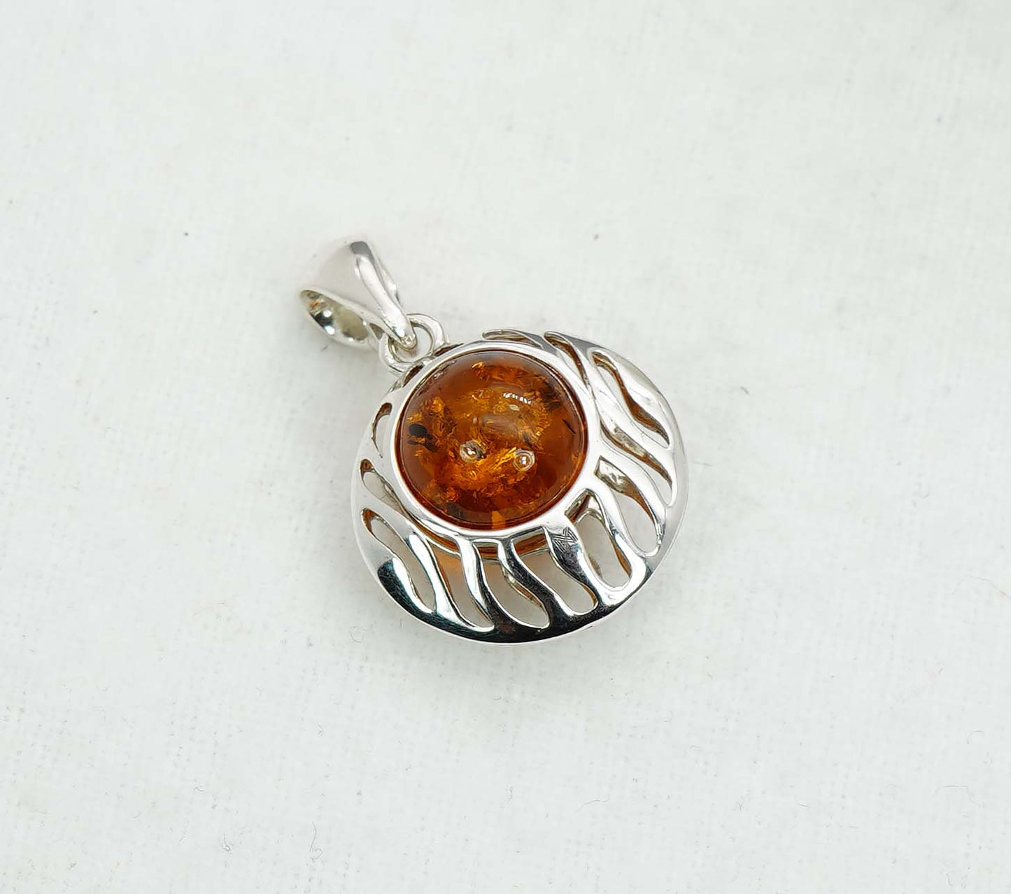 925 Solid Sterling Silver Natural Baltic Amber Pendant -3.1 Gram
