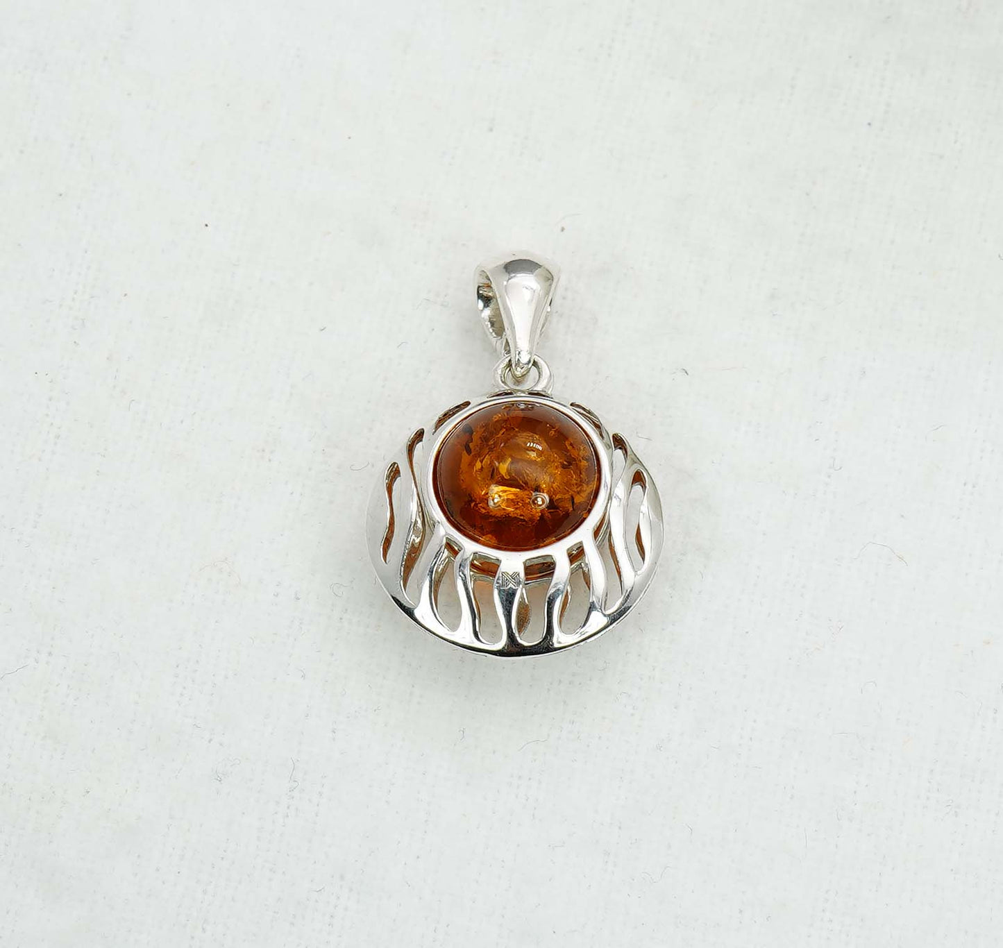 925 Solid Sterling Silver Natural Baltic Amber Pendant -3.1 Gram