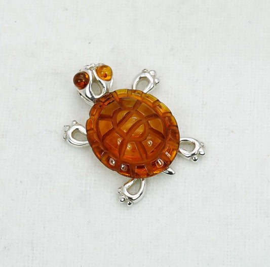 925 Solid Sterling Silver Natural Baltic Amber Pendant -3.6 Gram