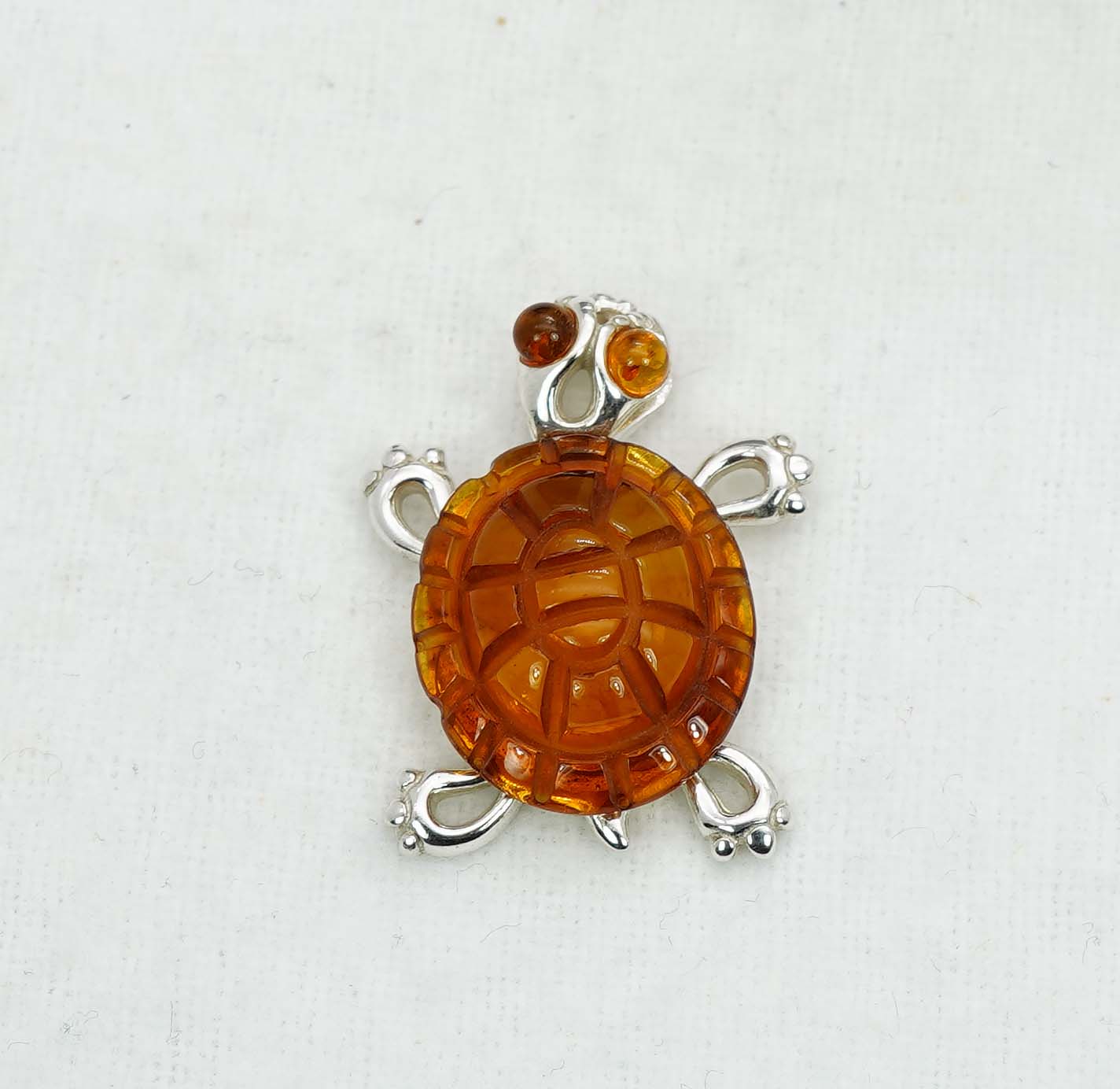 925 Solid Sterling Silver Natural Baltic Amber Pendant -3.6 Gram