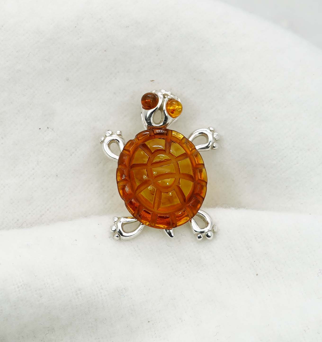 925 Solid Sterling Silver Natural Baltic Amber Pendant -3.6 Gram