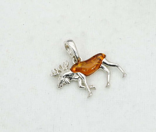 925 Solid Sterling Silver Natural Baltic Amber Pendant 2 Gram