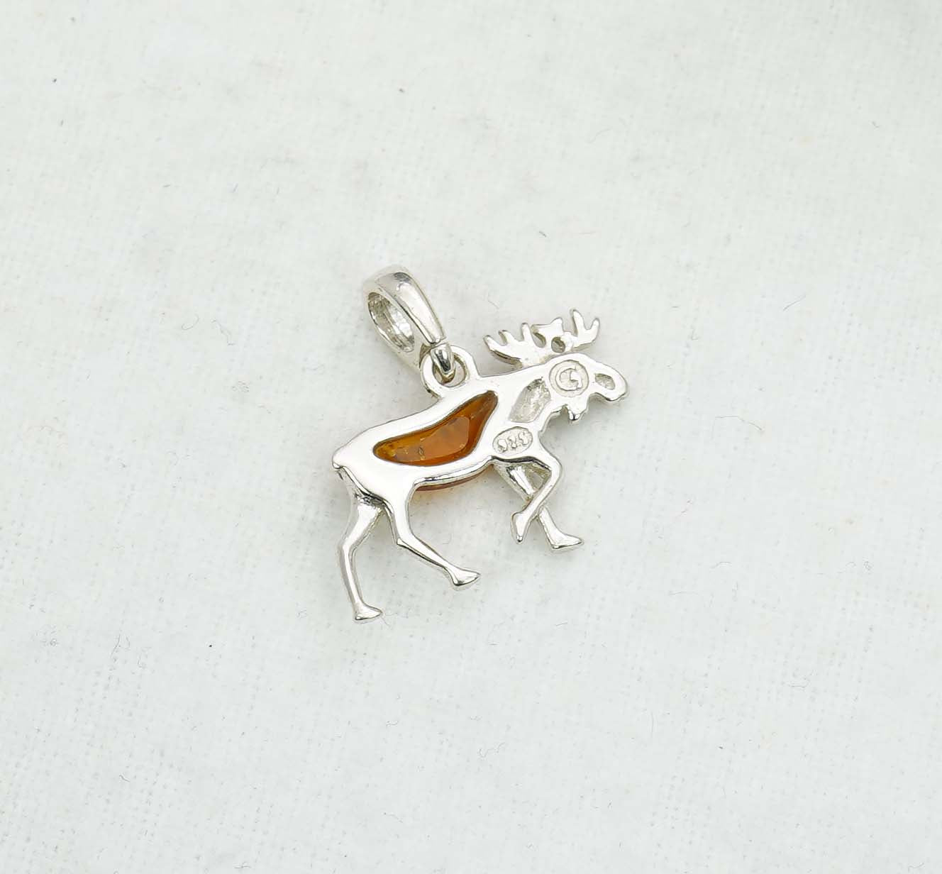 925 Solid Sterling Silver Natural Baltic Amber Pendant 2 Gram