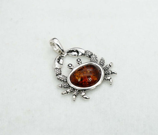 925 Solid Sterling Silver Natural Baltic Amber Pendant 3.9  Gram