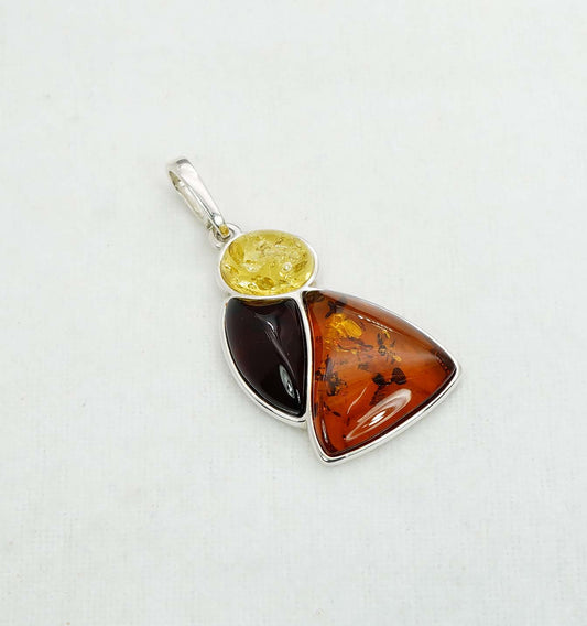 925 Solid Sterling Silver Natural Baltic Amber Pendant 4 Gram