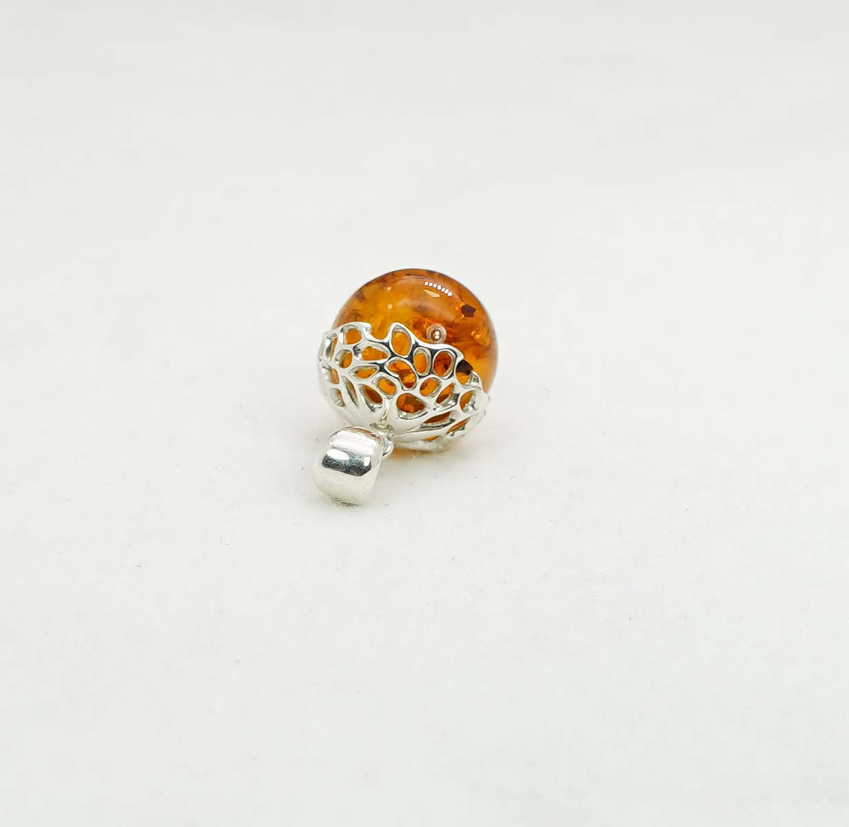 925 Solid Sterling Silver Natural Baltic Amber Pendant 3.4 Gram