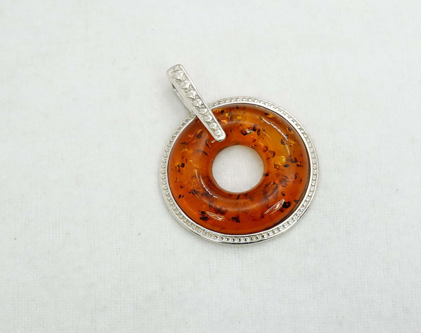 925 Solid Sterling Silver Natural Baltic Amber Pendant 6 Gram