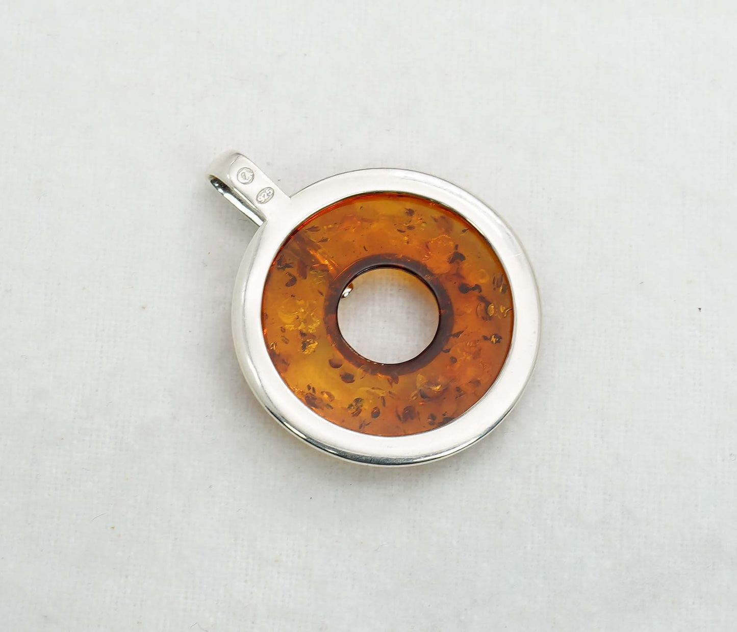 925 Solid Sterling Silver Natural Baltic Amber Pendant 6 Gram