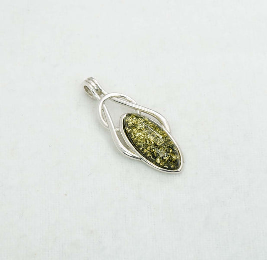 925 Solid Sterling Silver Natural Baltic Amber Pendant 2.5 Gram