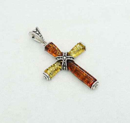 925 Solid Sterling Silver Natural Baltic Amber Pendant 5.4.Gram