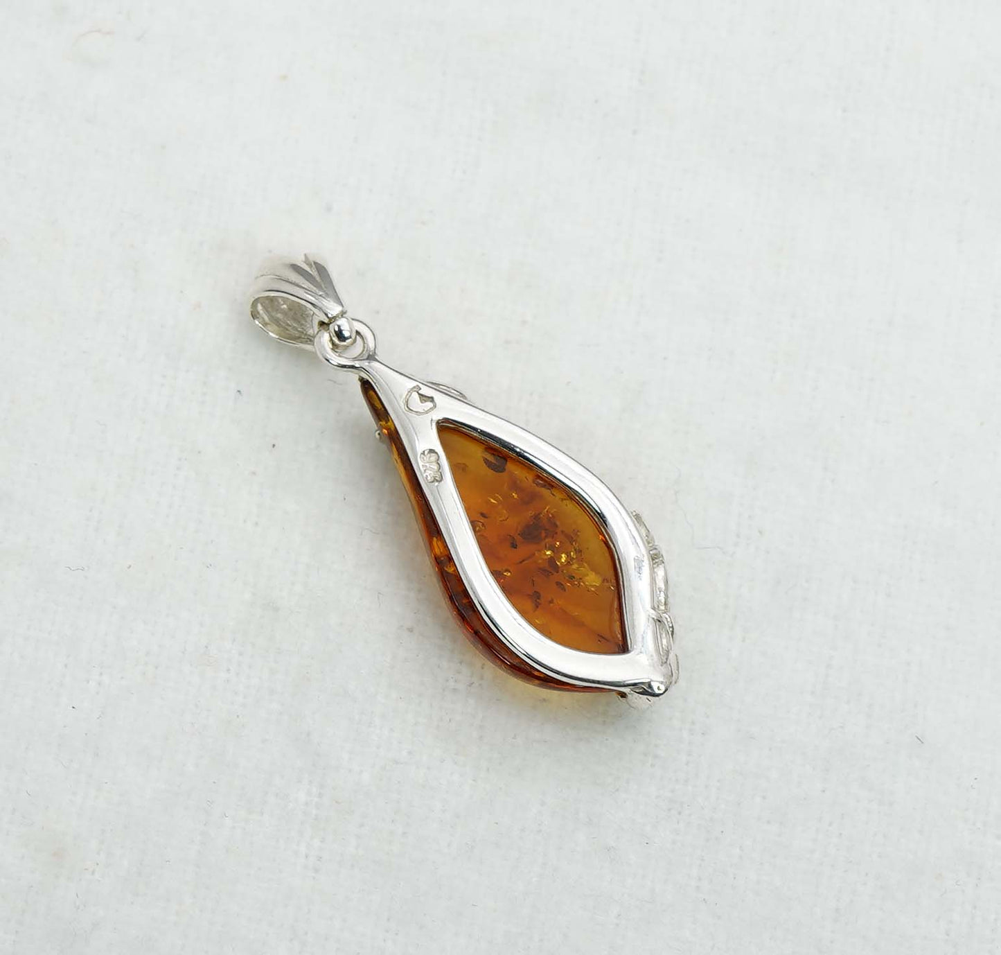 925 Solid Sterling Silver Natural Baltic Amber Pendant 2.4 Gram