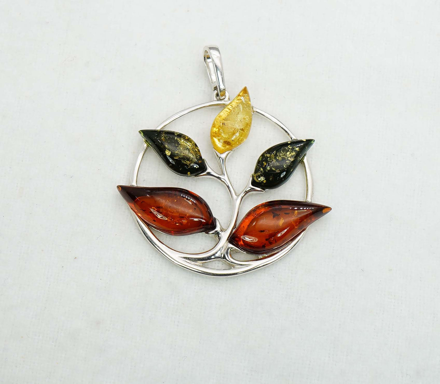 925 Solid Sterling Silver Natural Baltic Amber Pendant 7 Gram