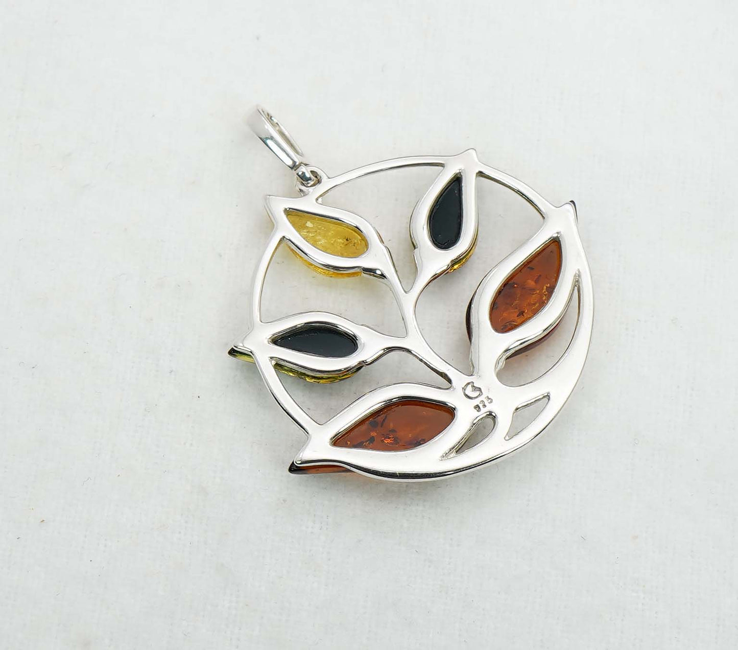 925 Solid Sterling Silver Natural Baltic Amber Pendant 7 Gram