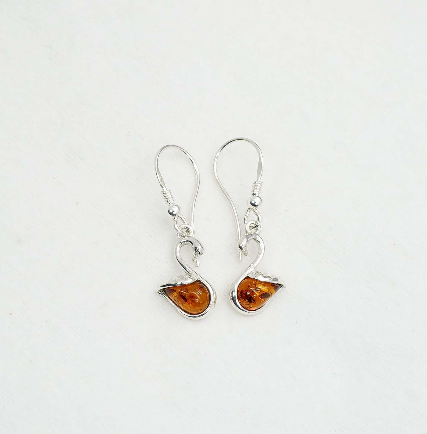 925 Solid Sterling Silver Natural Baltic Amber Hook Earring - 2.4 Grams