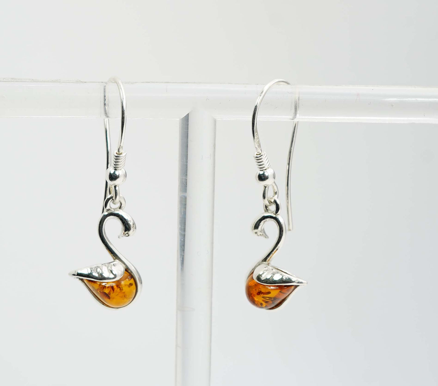925 Solid Sterling Silver Natural Baltic Amber Hook Earring - 2.4 Grams